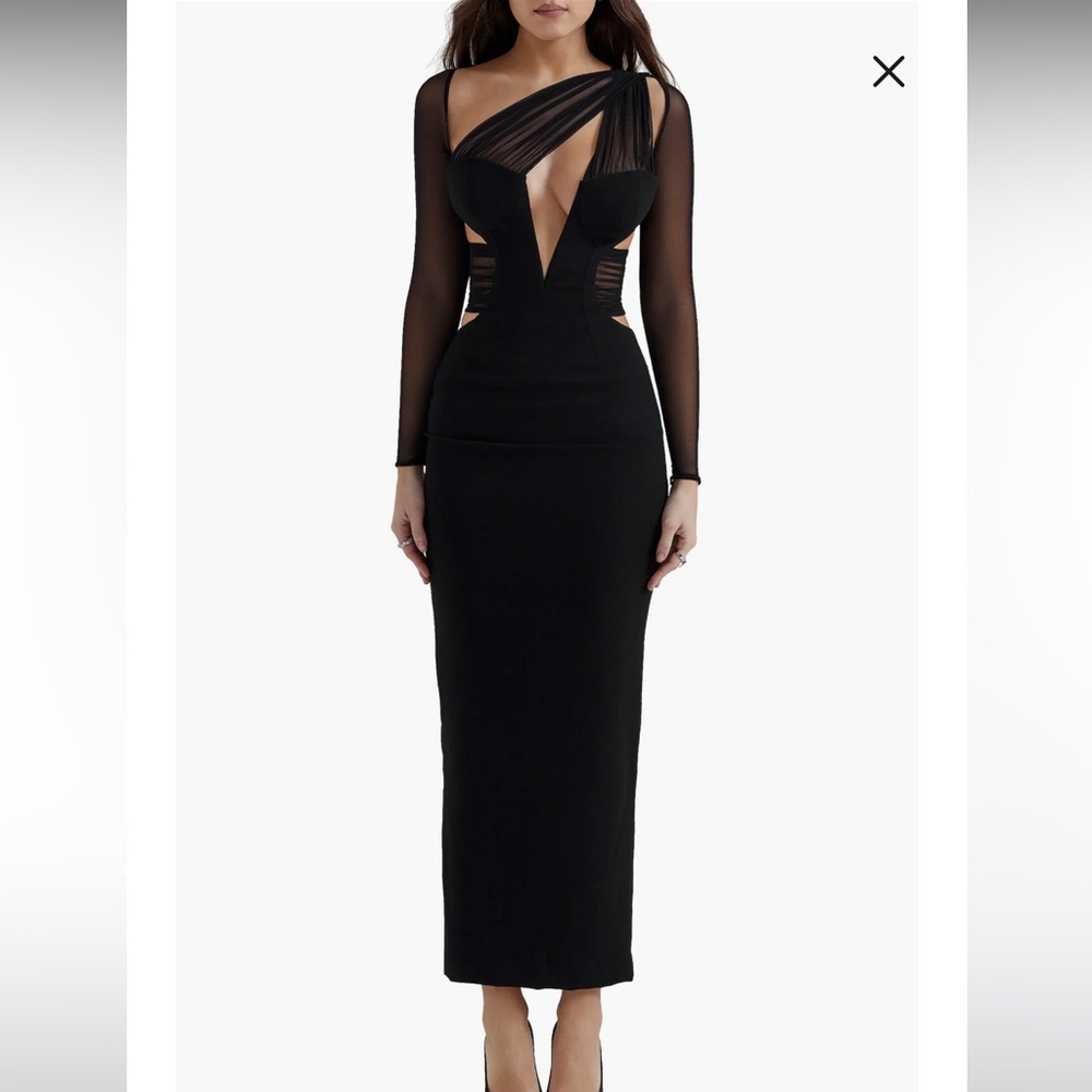 Zahra Asymmetric Cutout Long Sleeve Cocktail Dress